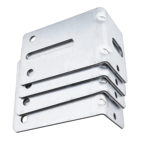 Four Pack Heavy Duty Garage Door Track Jamb Brackets Made From 12 Gauge Galvanized Steel For Ultimate Reinforcement, Fits Most Doors Up To Two Inches Thick, Pre Cut With Slots For Quick No Drill Install, 102mm