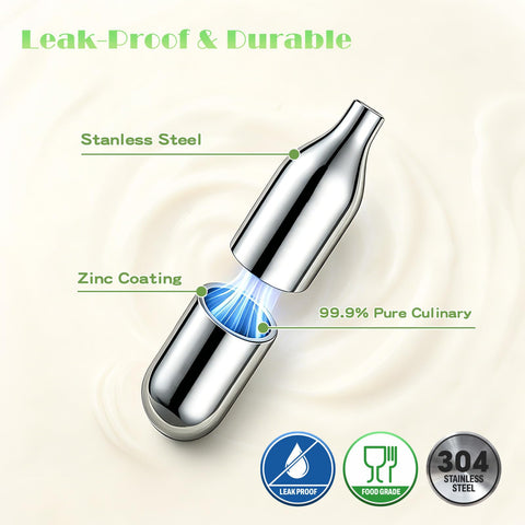 8G Whipped Cream Chargers 10 Pack Pro Grade Food Grade Culinary Gas Odorless For Professional Cafes And Dessert Shops Universal Refills with zinc coating and stainless steel
