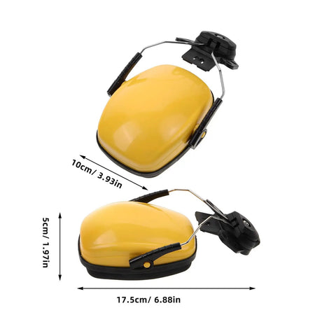 Heavy Duty Hard Hat Earmuffs With Hella Thick Sponge Cushions For Kickass Noise Reduction And Reliable Hearing Protection On Any Big Construction Jobsite Today, yellow, 17.5cm x 10cm x 5cm.