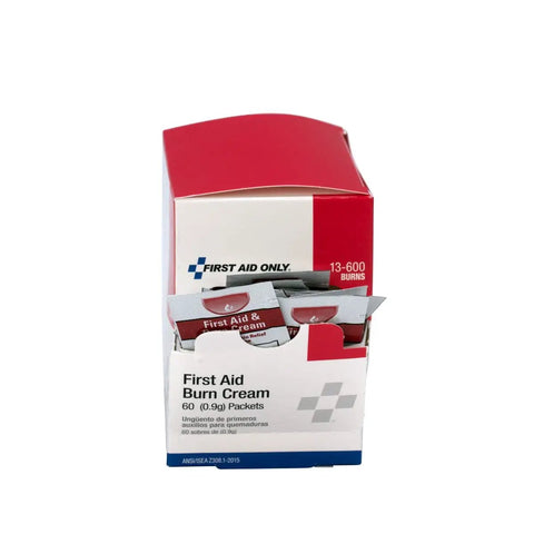 Grab And Go First Aid Burn Cream Packets 0.9 g Each Box Of 60, Quick Pain Relief For Minor Burns, Scrapes And Cuts, Contains Benzalkonium Chloride 0.13 Percent And Lidocaine HCl 0.5 Percent For Localized Temporary Relief