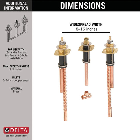 Flexible Roman Tub Rough In Valve With Adjustable Deck Mount For Easy Above Deck Adjustments 2.75 x 6.75 x 15.50 Inches