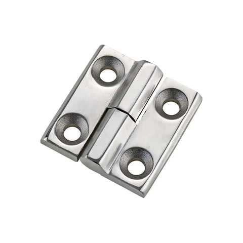 Heavy duty stainless gate hinge in polished 304 steel for gates and fences, featuring high load capacity and corrosion resistance.