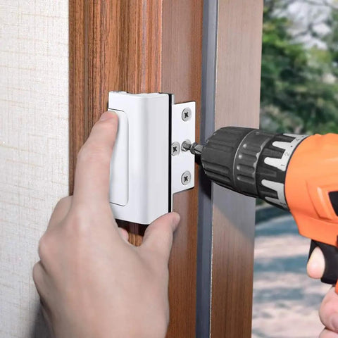 Installing Front Door Security Reinforcement Lock With 800 Lbs Strength Kid Safe Tamper Resistant Inside Flip Lock High Deadbolt Easy