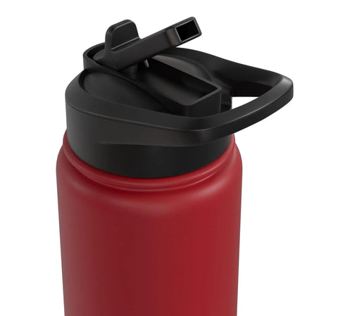 Stainless Steel Insulated Water Bottle For Glider Pilots And Tow Crew, Aero Tow Hydration On The Fly in red with black lid