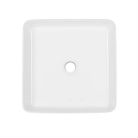 Top view of Ceramic Square Vessel Sink For Above Counter Install No Fuss Scratch Resistant Non Porous Finish Easy Clean