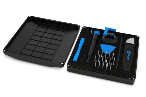 Essential Electronics Toolkit for DIY Home and Tech Repairs with Magnetic Bit Screwdriver 16 Precision Bits in open case