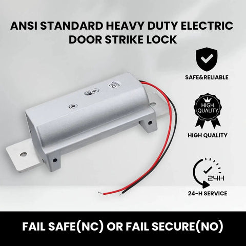 Top Shelf Heavy Duty Electric Door Strike Lock For Hassle Free Access Control Setup Rock Solid Fail Secure And Fail Safe Adjustable Mount with wiring exposed.