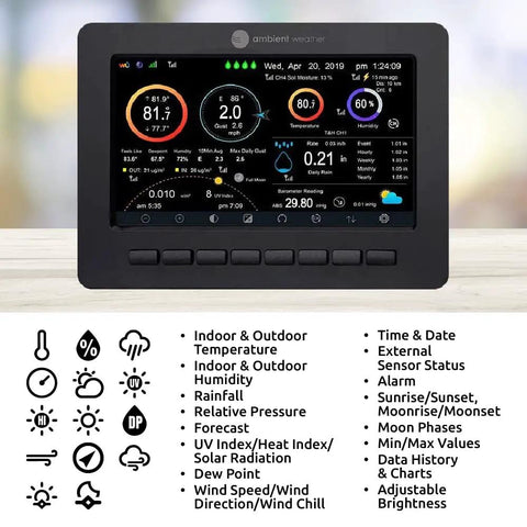 Ultrasonic Smart Weather Station With Full Color TFT LCD Display And All In One Sensor Array For Indoor Outdoor Temperature Humidity Barometer And Rain Gauge Real Time Updates Every Five Seconds No Moving Parts Perfect For Your Smart Home No Joke