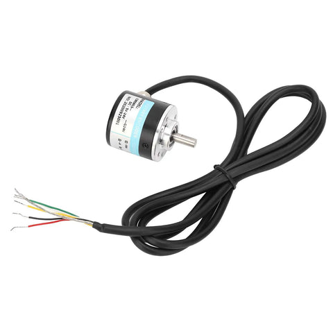 Compact Solid Shaft Encoder for Motion Control, Three Phase 30 kHz, 1000 or 1024 PPR, 5 to 24 V DC, 6 mm Shaft, coiled cables