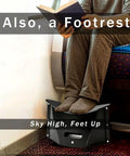 Person using Ultralight Folding Camping Stool For Hiking And Outdoors, Ultra Packable Grab And Go Collapsible Chair as footrest on train