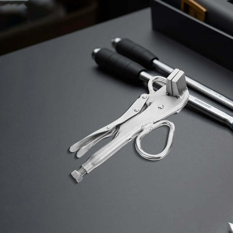Heavy Duty Pro Grade Auto Body Clamp Pliers With Extra Wide Duckbill Jaw for metalworking and welding on black surface