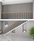 Slick Heavy Duty Black Wrought Iron Stair Spindles With Pre Drilled Floor Brackets For Decks Balconies And Railings Easy Install Hella Solid Railing Posts 33 Inch Tall For Indoor Outdoor Upgrades in modern indoor stair setup.