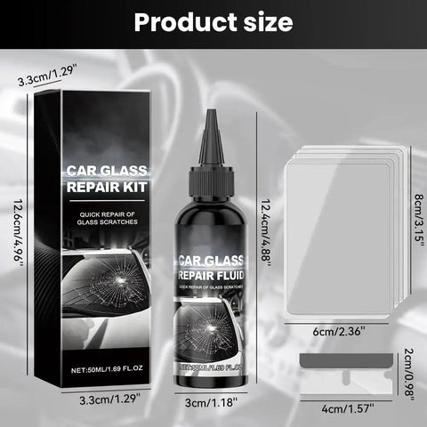 Windshield Repair Kit for DIY Fixes, Professional Auto Glass Repair Fluid with Tools for Chips, Bullseye, Cracks, 50ml Bottle.