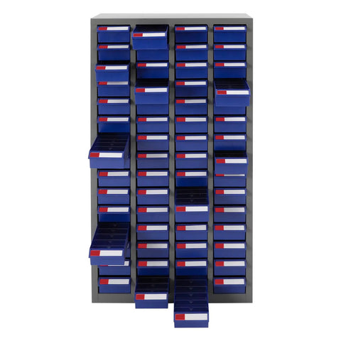 Rock Solid Heavy Duty Metal Parts Organizer Cabinet With Sixty Spacious Drawers designed for secure storage and easy access.