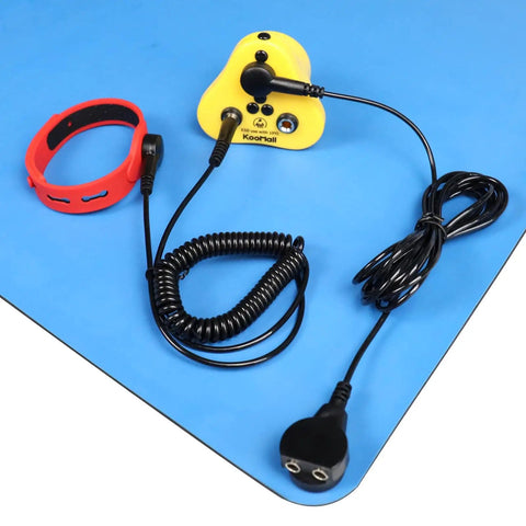 4 In 1 ESD Grounding Kit With Anti Static Wrist Strap ESD Plug Screw Stud And 10 Ft Grounding Cord With 2 Banana Jacks