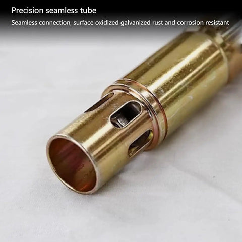Close-up of heavy duty pneumatic grease pump kit precision seamless tube, rust and corrosion resistant material.
