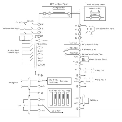 Kickass 18kW To 22kW Variable Frequency Drive 3 Phase 380V VFD With PID Controller wiring diagram for motor control