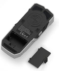Stud Finder Depth Recognition LCD Display Audio Alarm Detector showing the underside with battery compartment and textured grip.