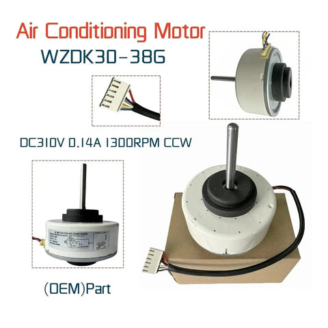 2X WZDK30-38G DC Brushless Air Conditioner Motor RD-310-30-8T displayed with wiring and specifications