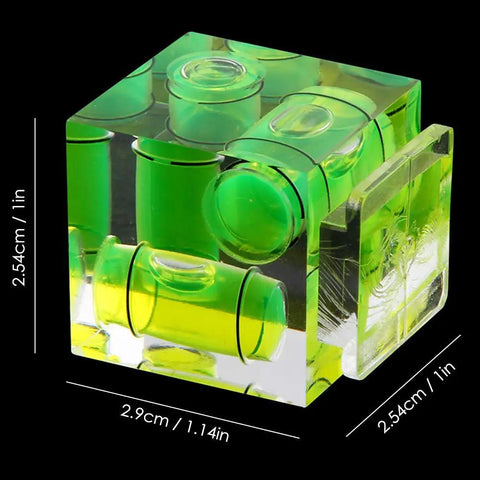 Gotta Have Straight Up Dope Triple Axis Bubble Spirit Level For Canon Nikon Pentax DSLR Cameras Standard Hot Shoe Mount Lightweight Crystal Acrylic Tripod Leveler Accessory 2 Pack, detailed view with green bubbles.