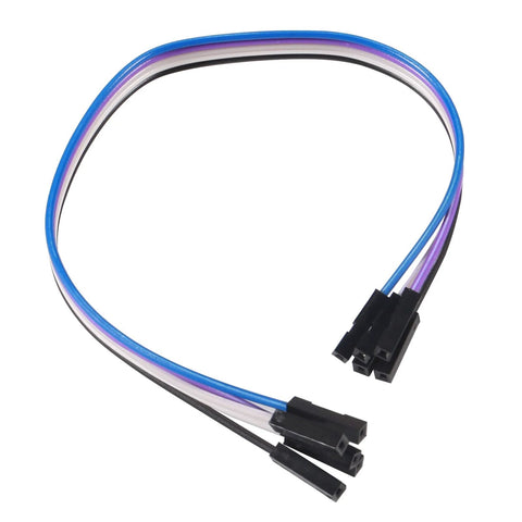 Six-piece K-type thermocouple sensor cable set with black header connectors on blue, white, and purple wires.