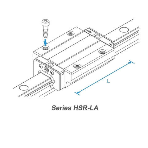 Universal Linear Guide Block Compatible With HSR35LA Series Slider Carriage Mount For CNC Routers shown mounted on steel rails.