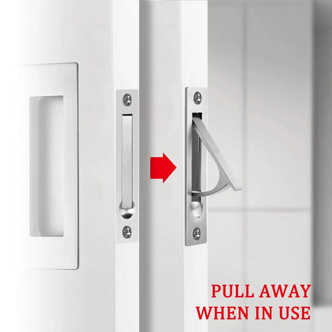 Pocket Door Pull And Edge Pull Set In Brushed Nickel, 6 Inch Handles, Recessed Finger Flush Pulls, 304 Stainless Steel