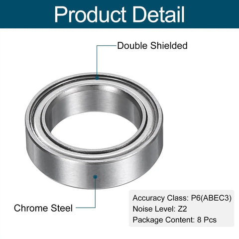 Top Shelf Deep Groove Ball Bearings Forged From Tough Chrome Steel Featuring Reliable Double Metal Shielding, detailed view showing double shielded design.