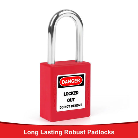 Hella Tough Red Lockout Locks Set Brings You A Legit Ten Piece Pack With Two Keys Per Padlock Osha Approved Safety Padlocks with danger label