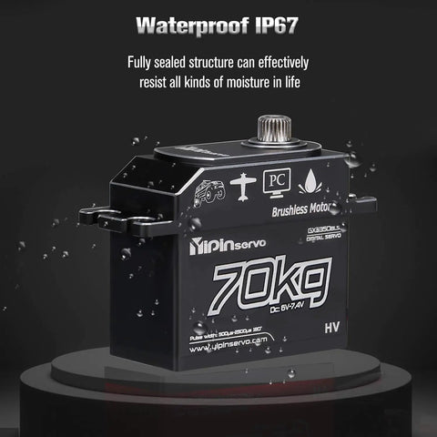 Beefy 70Kg High Torque RC Servo With 25T Arm, IP67 Waterproof Full Metal Body, 180 Degree Steering, Heavy Duty, Long Lasting Performance For 1/10, 1/8, 1/5 Scale RC Cars And Trucks. IP67 waterproof 70kg digital servo with metal body