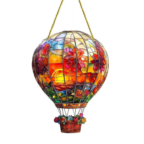 Chill Out Hot Air Balloon Sunlight Catcher Made From Clear Acrylic With Rope Hanging Decor That Drops Rainbow Prisms And Shimmer