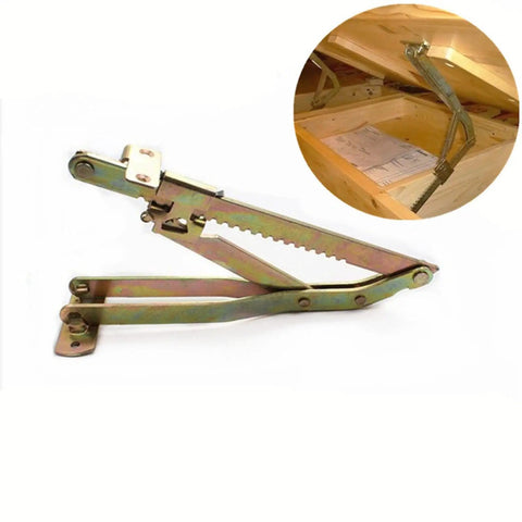 Heavy-Duty Door Hinge With Silent Hydraulic Buffer, 18-Position Adjustable shown angled, with bed lifting application in inset