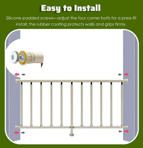 No Drills No Drama Drill Free Balcony Guardrail with silicone-padded screws and adjustable bolts for easy installation.