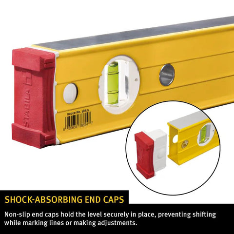 Pro Grade Six Piece Level Set With Precision Aluminum Spirit Levels Spanning Sixteen Through Seventy Eight Inches plus ten inch magnetic torpedo with shock-absorbing end caps.
