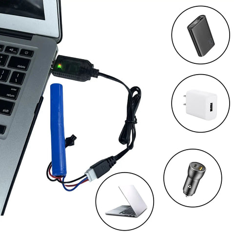 7.4V USB Charger Cable With XH3Pin Plug For RC Cars Planes Tanks Boats And Other Remote Control Toys Dope Universal 7.4V Battery Charger With Battery Protection USB Input 5V 0.5 2A connected to laptop and battery