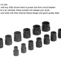 Fafeicy 13-Piece Impact Nut Extractor Socket Kit With Heavy Duty Chrome Molybdenum Steel Driver For Tough Rusty Stripped Bolts And Lug Removal That Cuts The Hassle, 13 sockets