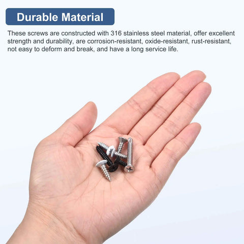 Hand holding screws from 275 Piece Wood Screws Assortment Kit In Stainless Steel For Woodworking And Furniture Self Tapping