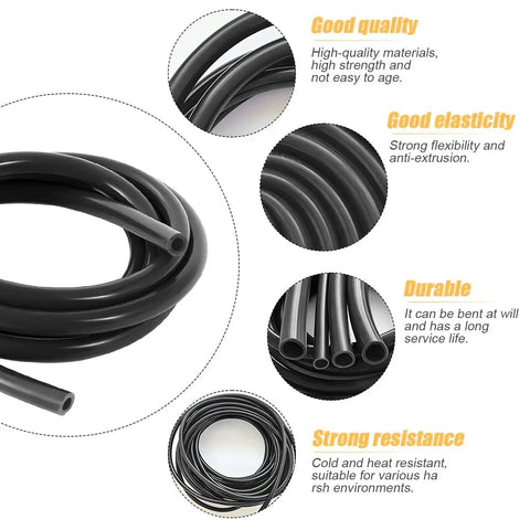 Heavy Duty Workhorse Flexible Silicone Vacuum Hose 10 Feet Long One Quarter Inch Inner Diameter 6mm High Temp 130 PSI Max Pressure