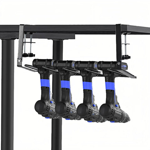 Under Workbench Drill Holder Table Mount With Clamp For Cordless Tools Grab And Go 16.6 Inch Reach holding drills