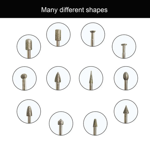Dope 20-Piece 1/4 Inch Shank Diamond Coated Grinding Burrs Set With 60 Grit Mounted Points For Die Grinder Or Cordless Drill, Perfect For Carving Jade Glass Mold Repair Metal And Stone Grinding