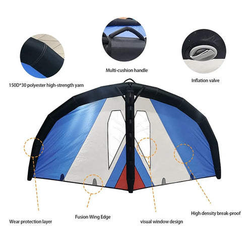 Inflatable Surf Wing For Windsurf And Kitesurfing With Dual Airbags And Window Inflator Lightweight Nylon Wing Foil features
