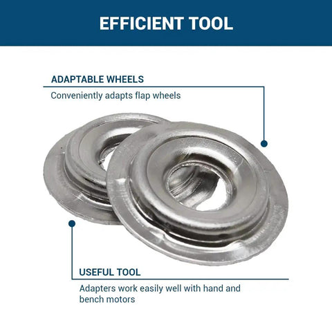 Top Shelf Aluminum Bench Grinder Adapter Bowl Nut Converts 1/2 To 1 Inch Arbor Set Of 2 shown from above with adaptable wheels.