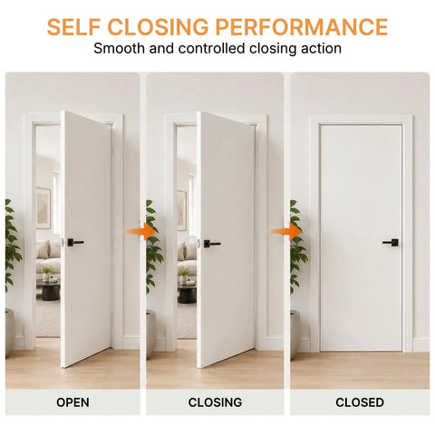 Tough As Nails Concealed Self Closing Door Hinge Satin Gold Hydraulic Adjustable Speed 180 Degree Smooth Gliding Auto Close in action