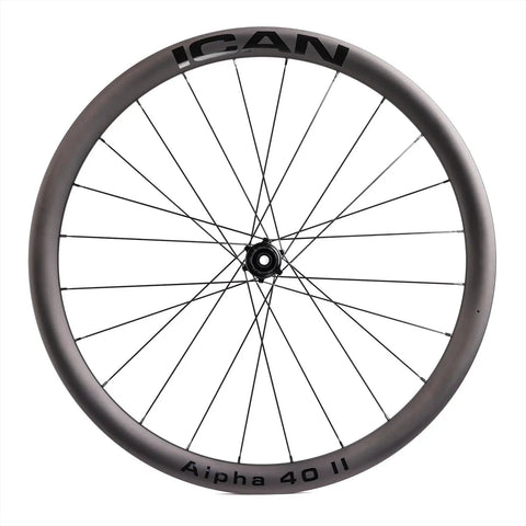 Ultra Light 1390g Carbon Road Disc Wheelset With 40mm Depth Center Lock Clincher Tubeless Ready 700C front view
