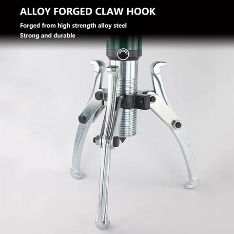 Heavy Duty Hydraulic Gear Puller 10 Ton 22000 Lb Capacity Three Jaw Bearing Extractor with claw hook for strong grip.