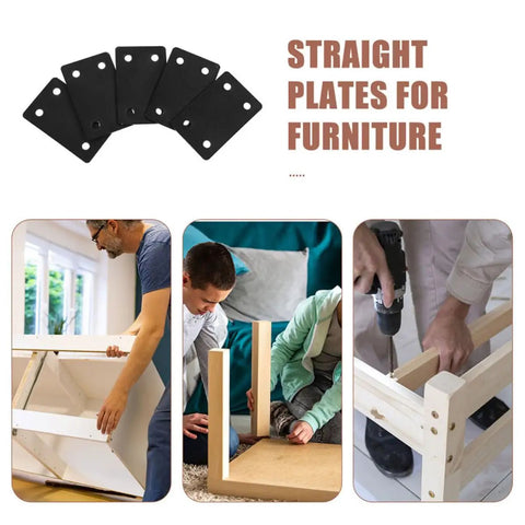 Stainless Steel Straight Joining Plates 6 Pack Heavy Duty Flat Wood Brackets For Furniture Repair And DIY Woodworking
