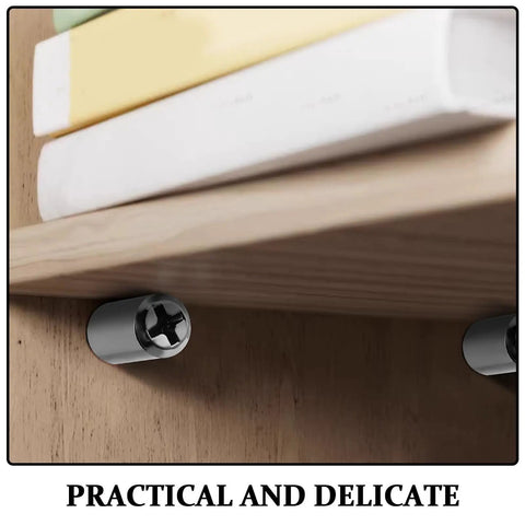 Close-up of Heavy Duty Cabinet Shelf Pins Kit holding a wooden shelf in place for kitchen cupboard support.