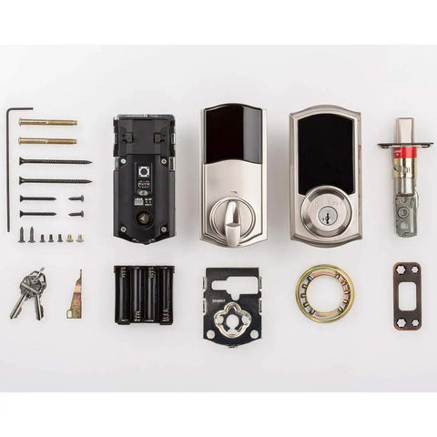 Z Wave Keyless Entry Smart Lock With Illuminated Touchscreen Deadbolt And SmartKey Rekey Security components layout