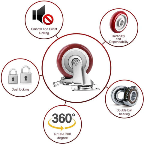 Heavy duty swivel casters with dual locking wheels for smooth, silent operation. Ideal for workshop and cart use.