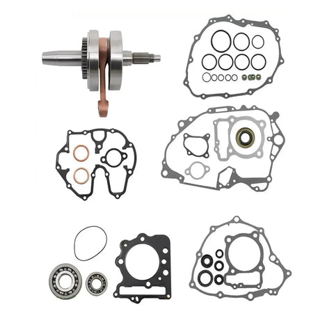 Built Tough Crankshaft Bearing Spacer and Complete Top End Bottom End Rebuild Kit for 1999 To 2014 TRX400EX and TRX400X 400cc ATV parts layout.